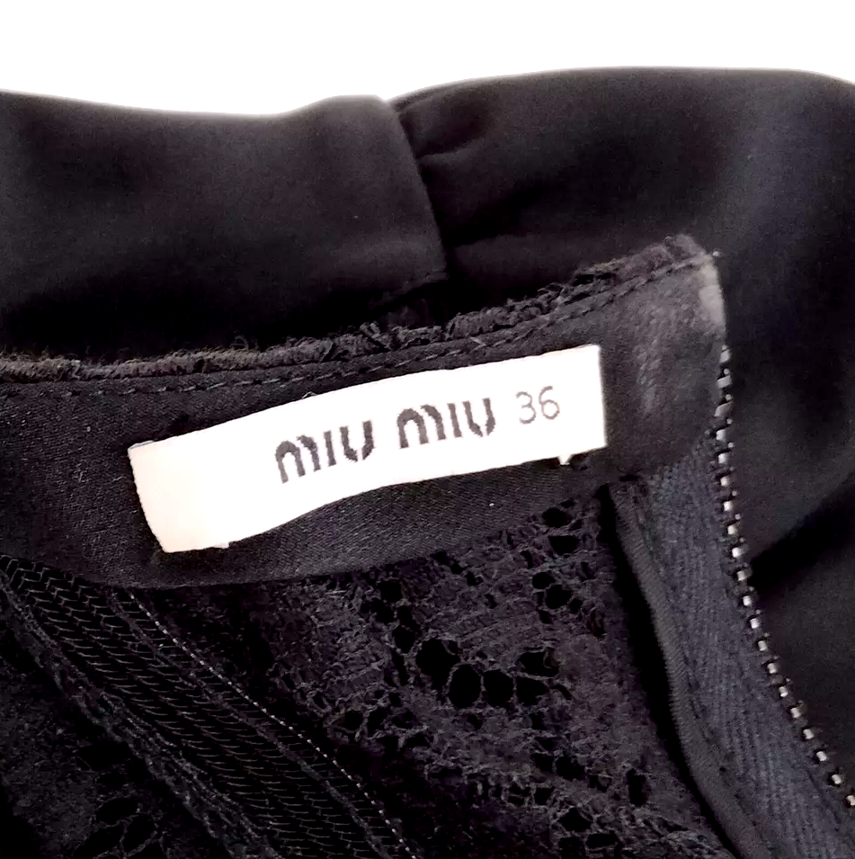 Miu Miu Italy. Black Polyester, Cotton, Nylon Dress