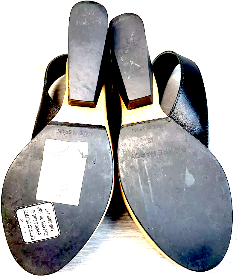 Pierre Hardy Paris. (Hermes Shoe Designer) Platform Wedge Peep Toe Slingback Wood Black Leather Heals Size 38
