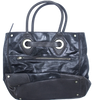 HIROKO KOSHINO Japan. Black Leather, Silver Hardware Shoulder bag