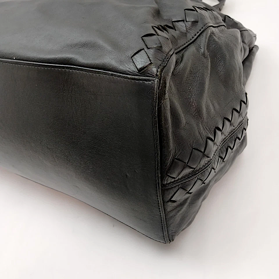 Bottega Veneta Italy Black Leather Large Shoulder Bag / Tote Bag