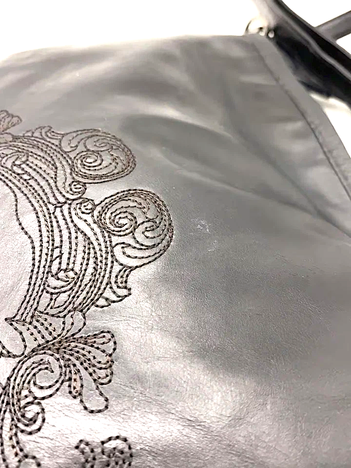 Otaniryuji Japan. Black Lambskin Leather Shoulder Bag w/silver Studded Accents