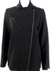 Helmut Lang NY. Black Polymaide Blend Notched Lapel Asymmetrical Zip Motorcycle Jacket