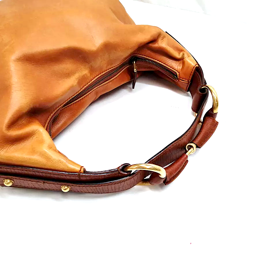 Gucci Italy. Honey Brown Leather Shoulderbag / Handbag