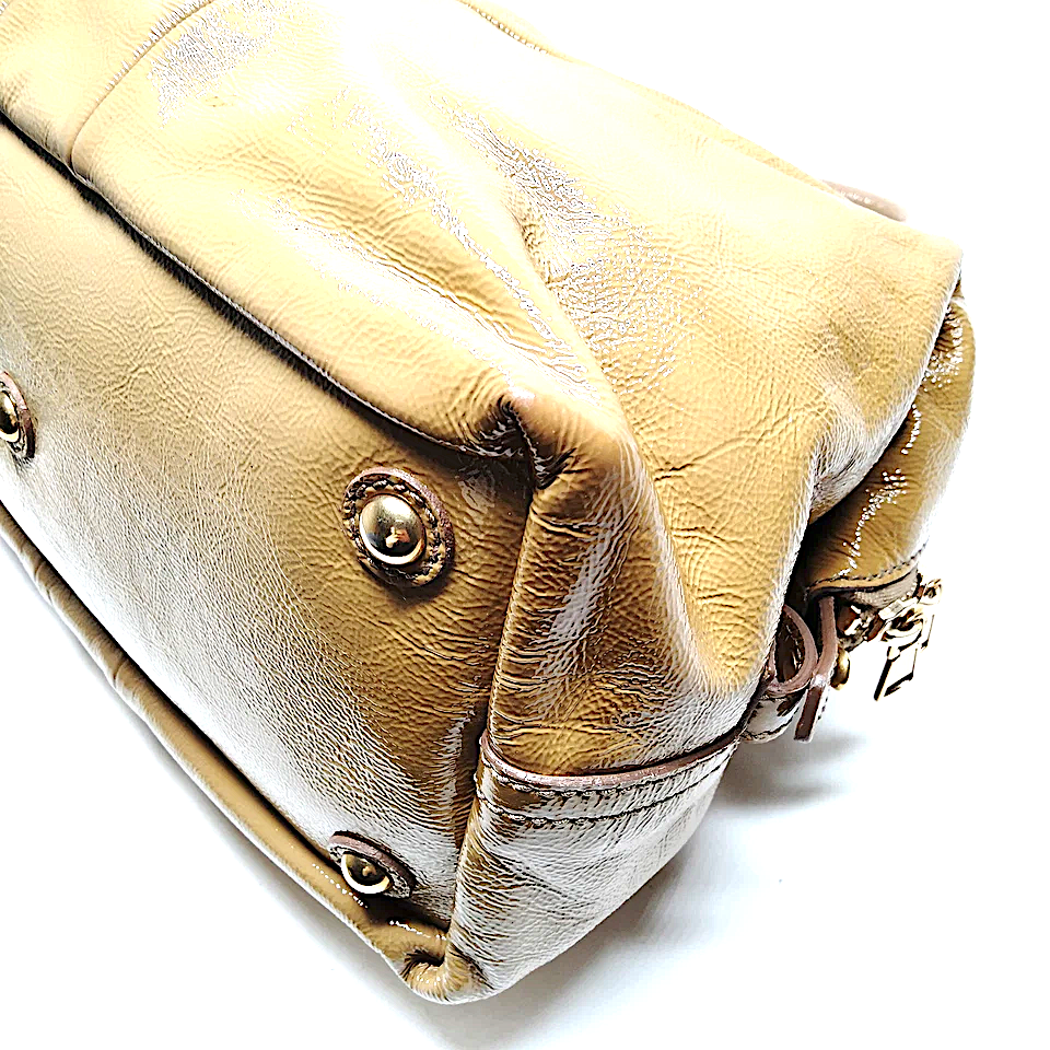 Yves Saint Laurent Paris. Honey Color "Wet Look" Coated Shoulder Bag / Hand Bag