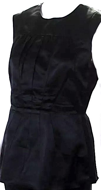 Prada Italy. Black Solid Black Crew Neck Sleeveless Zip Back Peplum Blouse Top