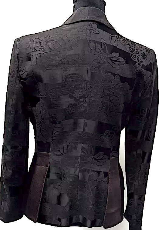 Haider Ackermann Belgium. Black Brown Broad Floral Jacquard Colorblock Blazer Jacket