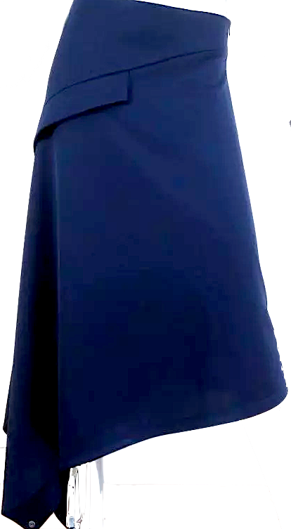 JW Anderson UK. New W/tags. Midnite Blue Asymmetric Side-Button Midi Skirt