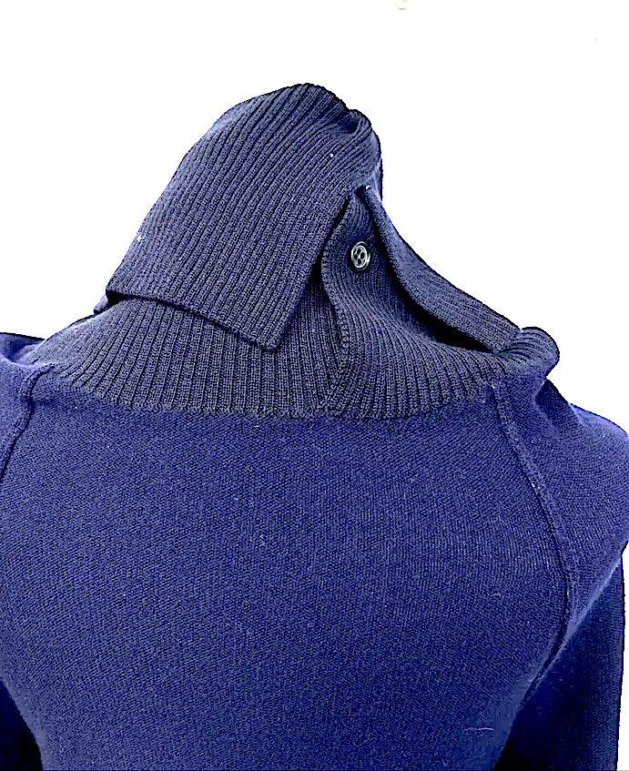 Yohji Yamamoto Japan.Dark Blue And Pale Blue/grey, Cowl Neck Oversized Sweater