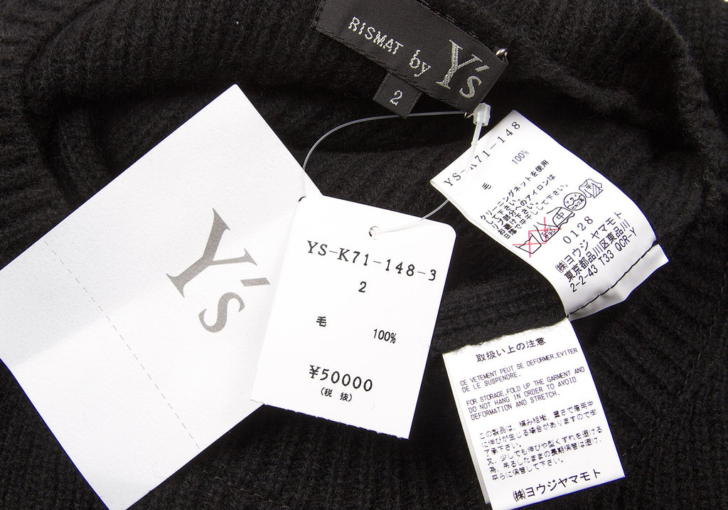 Yohji Yamamoto Japan. New w/Tags. RISMAT. Y's  Black Wool Oversized Ribbed Sweater Dress/Tunic