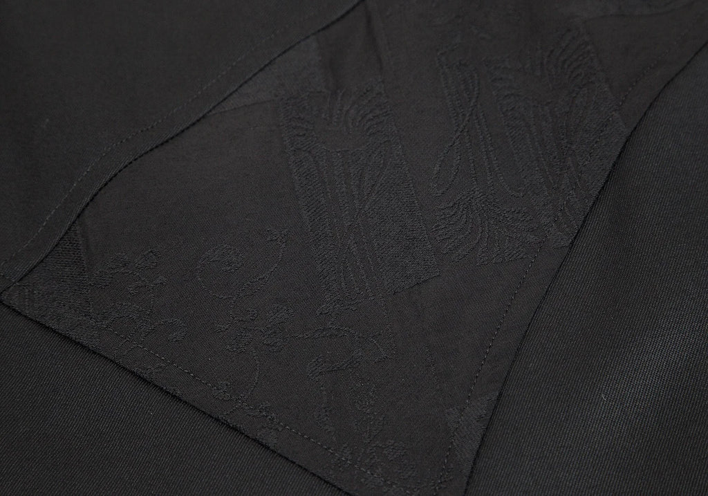 HOMMA JAPAN. Black Wool Gabardine Switching Design Skirt