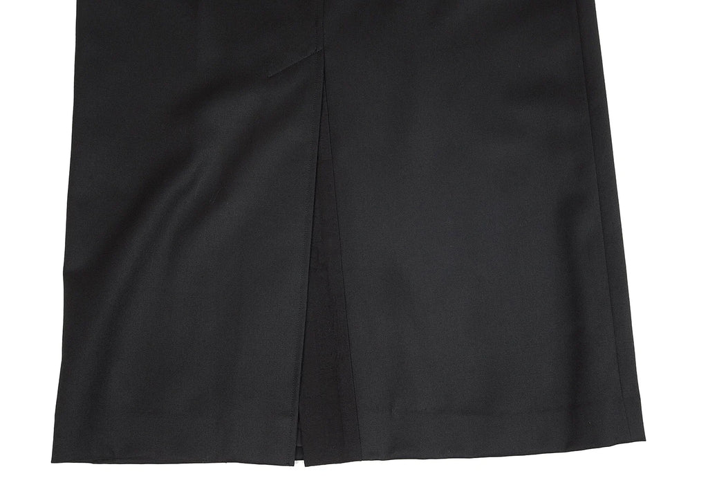 HOMMA JAPAN. Black Wool Gabardine Switching Design Skirt