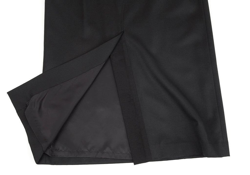 HOMMA JAPAN. Black Wool Gabardine Switching Design Skirt