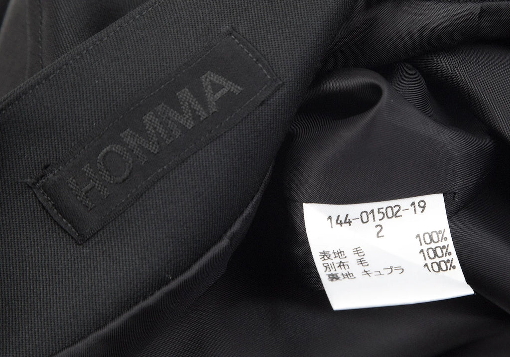 HOMMA JAPAN. Black Wool Gabardine Switching Design Skirt