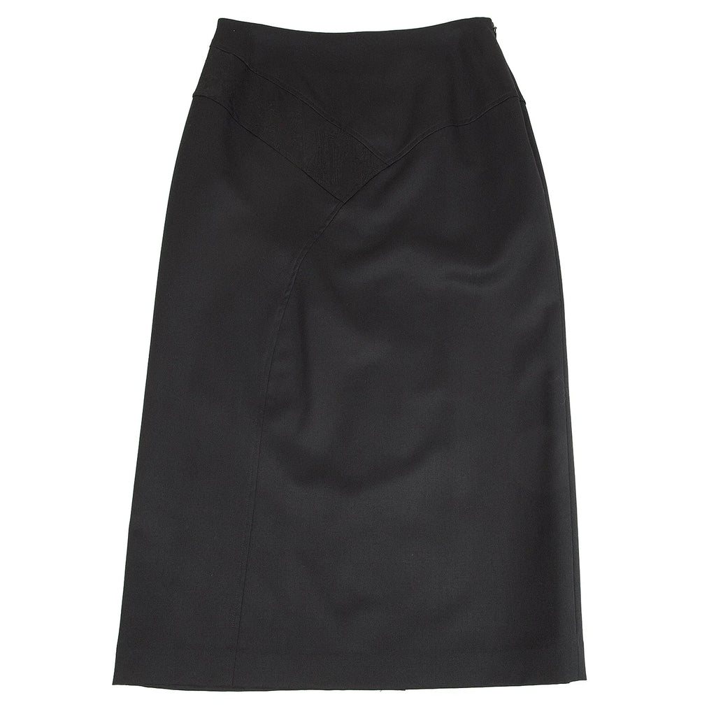 HOMMA JAPAN. Black Wool Gabardine Switching Design Skirt