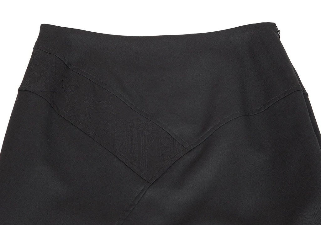 HOMMA JAPAN. Black Wool Gabardine Switching Design Skirt