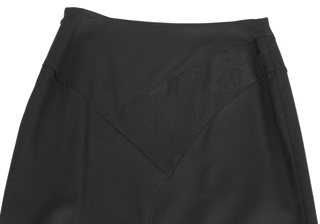 HOMMA JAPAN. Black Wool Gabardine Switching Design Skirt