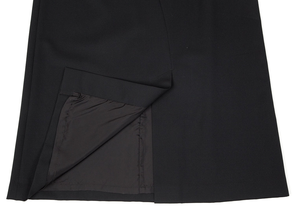 HOMMA Japan. Black Wool Gabardine Switching Design Long Skirt