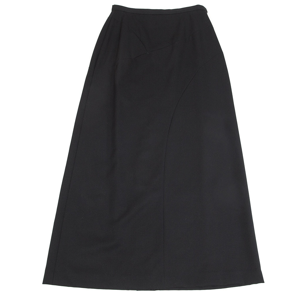 HOMMA Japan. Black Wool Gabardine Switching Design Long Skirt