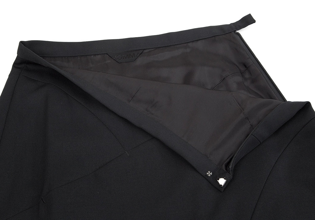 HOMMA Japan. Black Wool Gabardine Switching Design Long Skirt