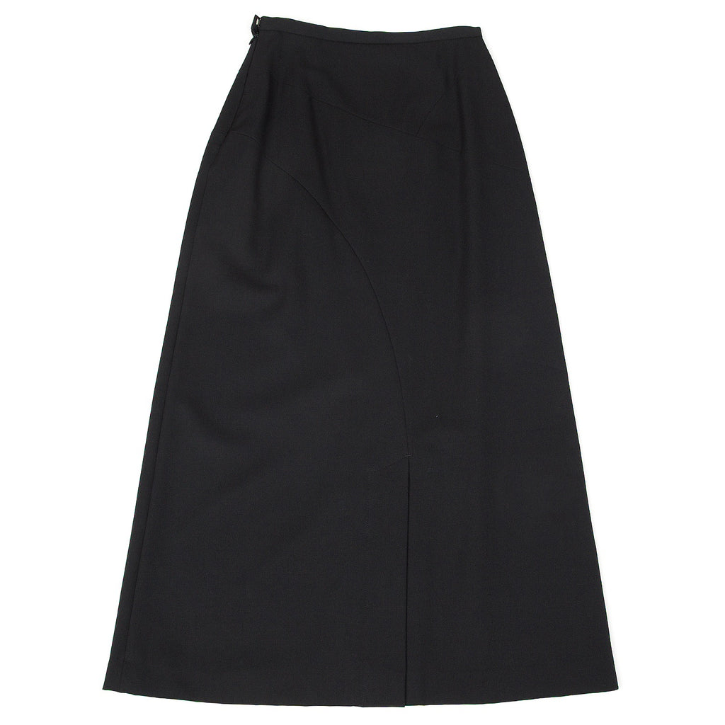 HOMMA Japan. Black Wool Gabardine Switching Design Long Skirt