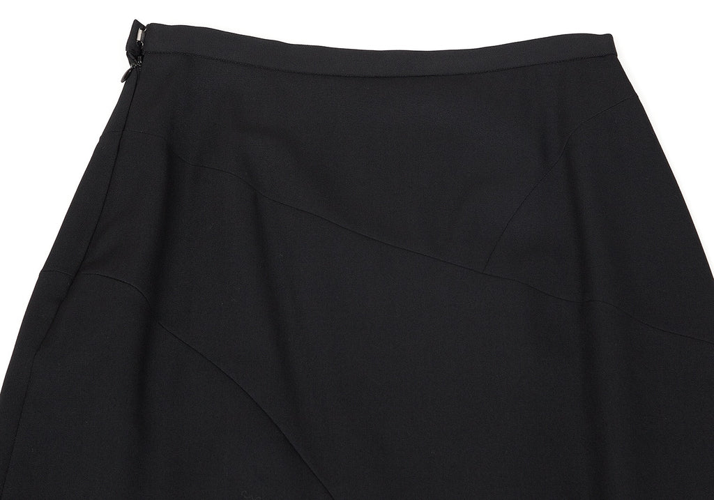 HOMMA Japan. Black Wool Gabardine Switching Design Long Skirt