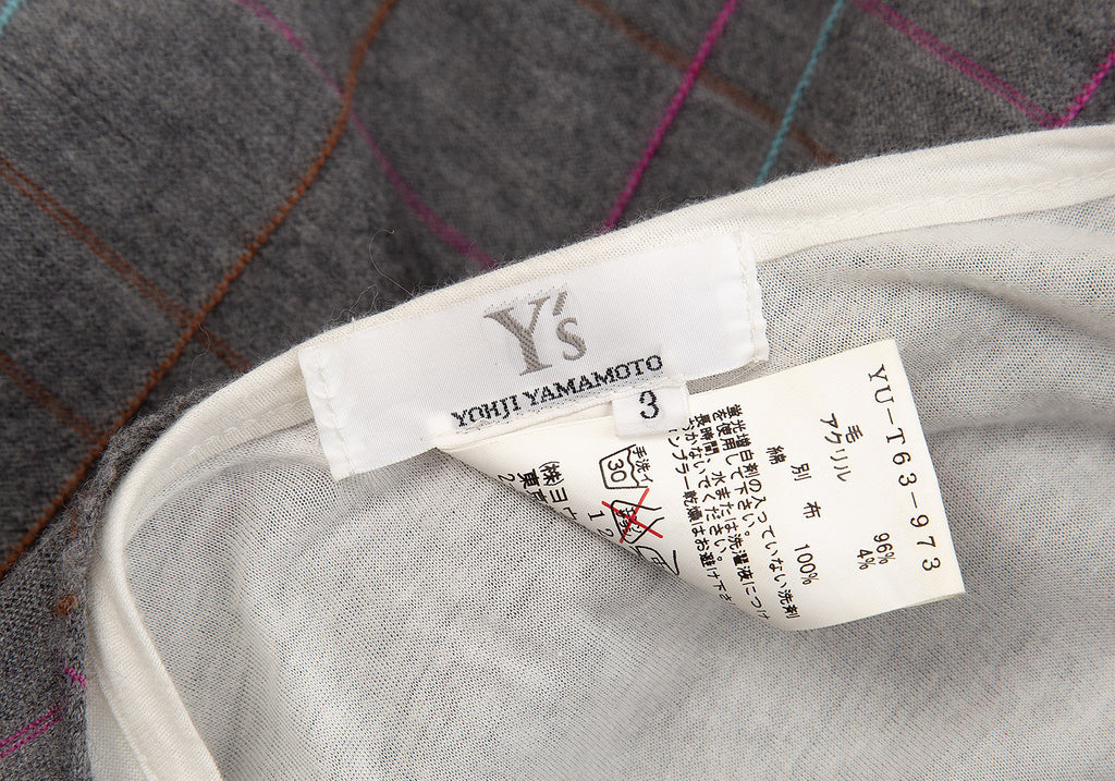 Yohji Yamamoto Japan. Y's Plaids Layers Grey Plaid Design Shirt