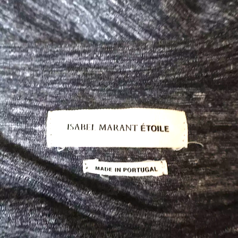 Etoile Isabel Marant Paris. Gray Wool/Jersey Blend Tie-Waist Dress