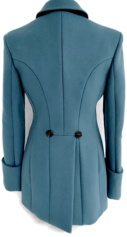 Prada Italy. Blue/Teal Wool, Nylon, Cashmere, Elastane, Polyester Silk Coat/Blazer