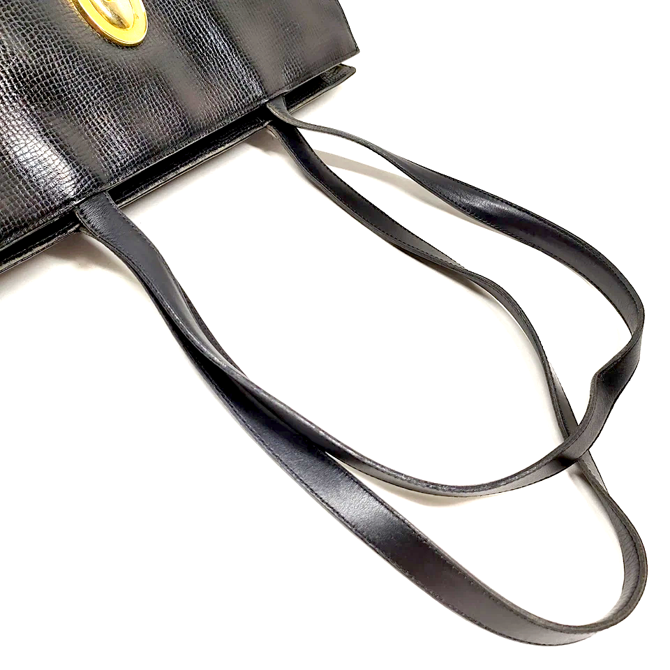 Christian Dior Paris. Black Leather Tote Bag
