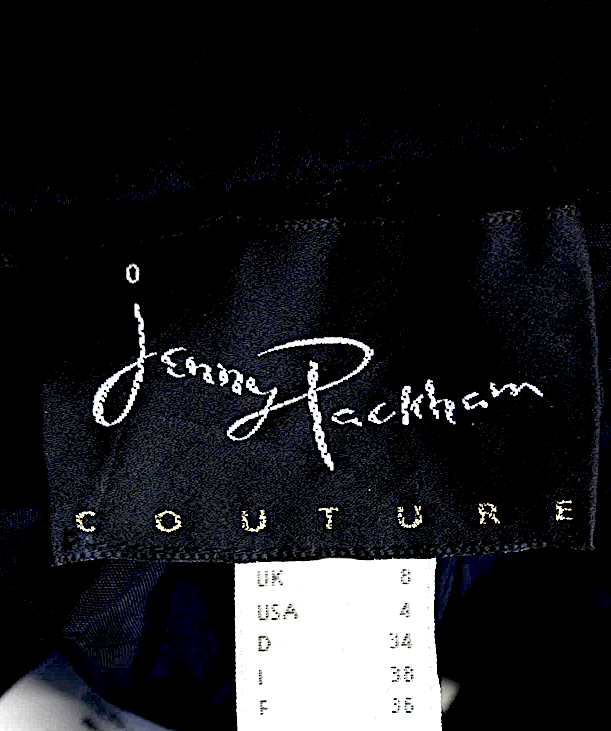 Jenny Packham Couture UK. Black Back Zip Mesh Overlay Long Cocktail Skirt