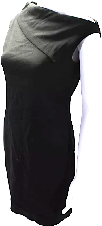 Helmut Lang NY. Black Wool Turtleneck Sleeveless Bodycon Dress