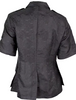 DRIES VAN NOTEN Belgium. Black Silk Jacquard Snap-Front Short Sleeve Jacket