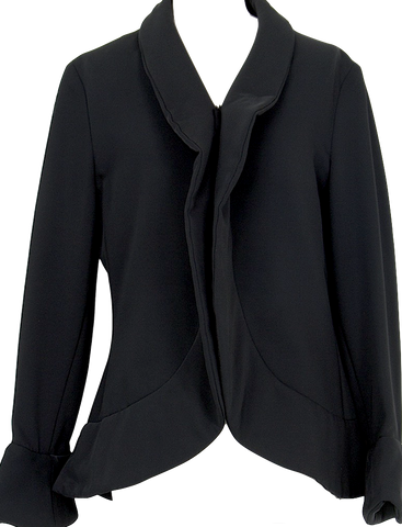 Jil Sander. Black Fleece Wool/Elastane Long Sleeve Dress