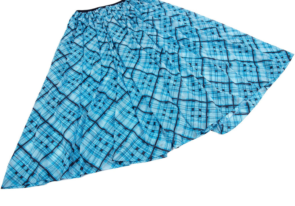 Yohji Yamamoto Japan. Y's Blue Plaids Semi Sheer Gather Skirt