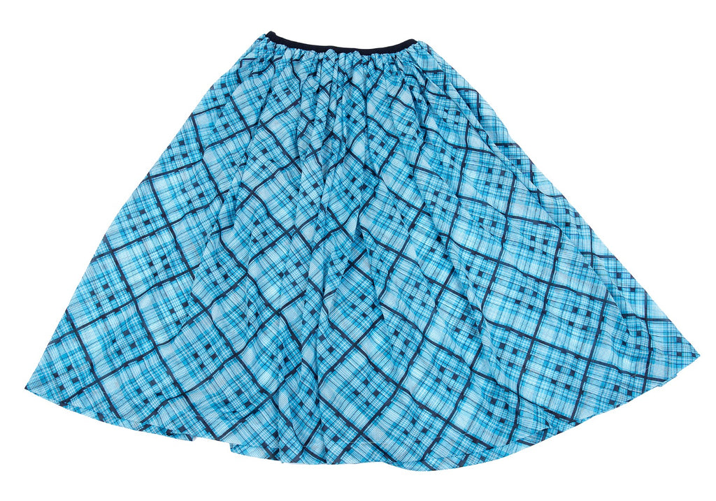Yohji Yamamoto Japan. Y's Blue Plaids Semi Sheer Gather Skirt