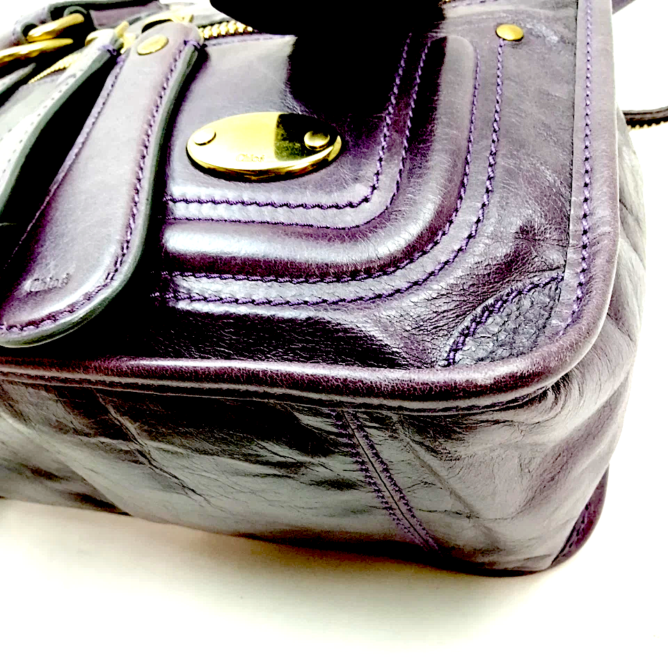 Chloe Paris. Eggplant Color Leather Shoulderbag