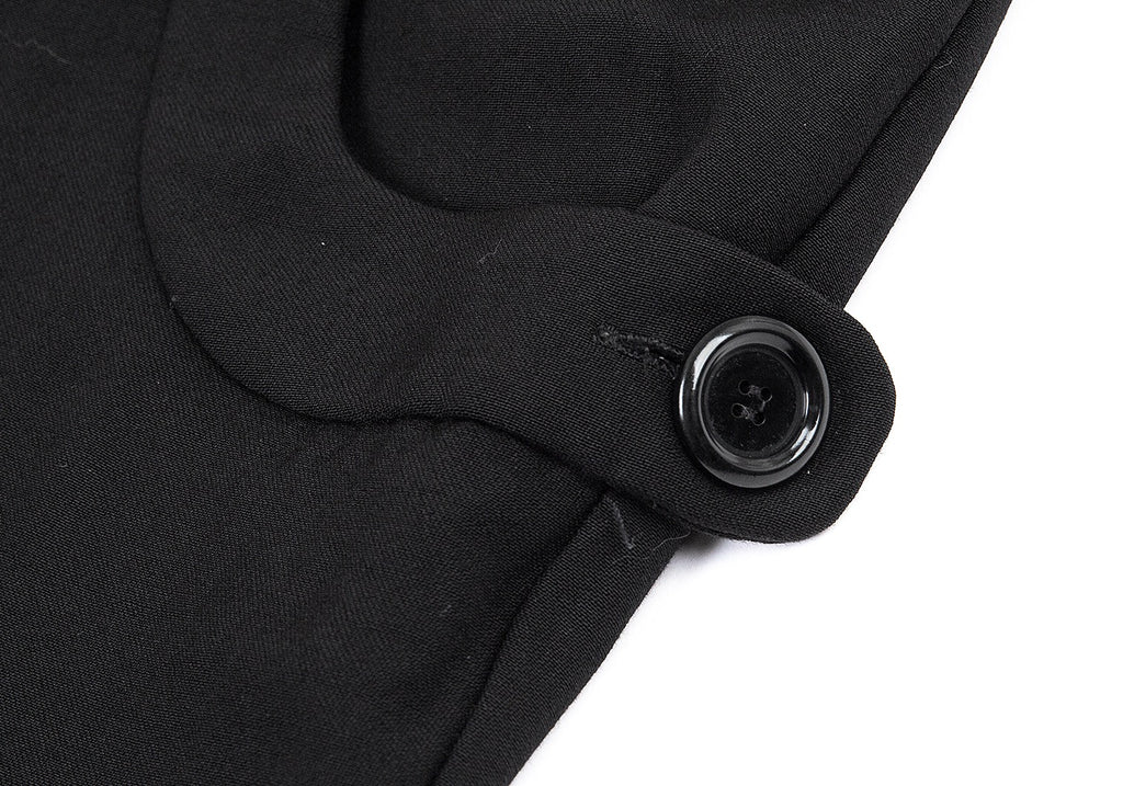 YOHJI YAMAMOTO JAPAN. NOIR. Black Wool Pants Button Accent Pockets