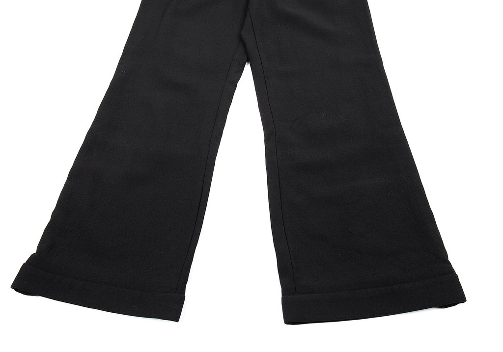 YOHJI YAMAMOTO JAPAN. NOIR. Black Wool Pants Button Accent Pockets