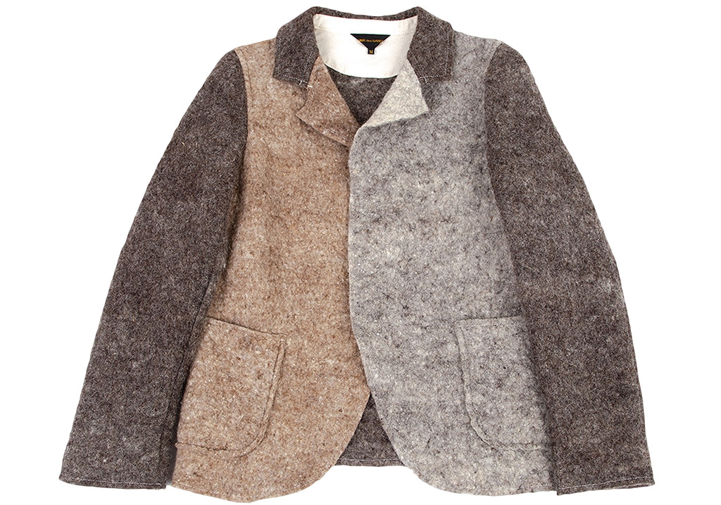 COMME des GARCONS JAPAN. MOCHA, BEIGE Wool Felt Switching Jacket