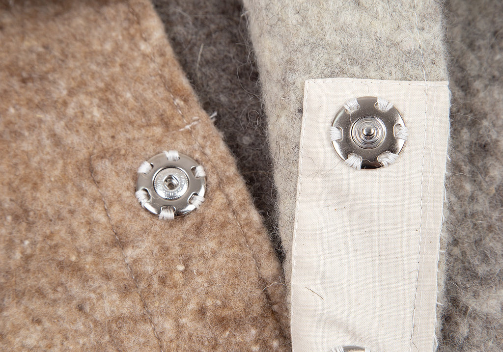 COMME des GARCONS JAPAN. MOCHA, BEIGE Wool Felt Switching Jacket