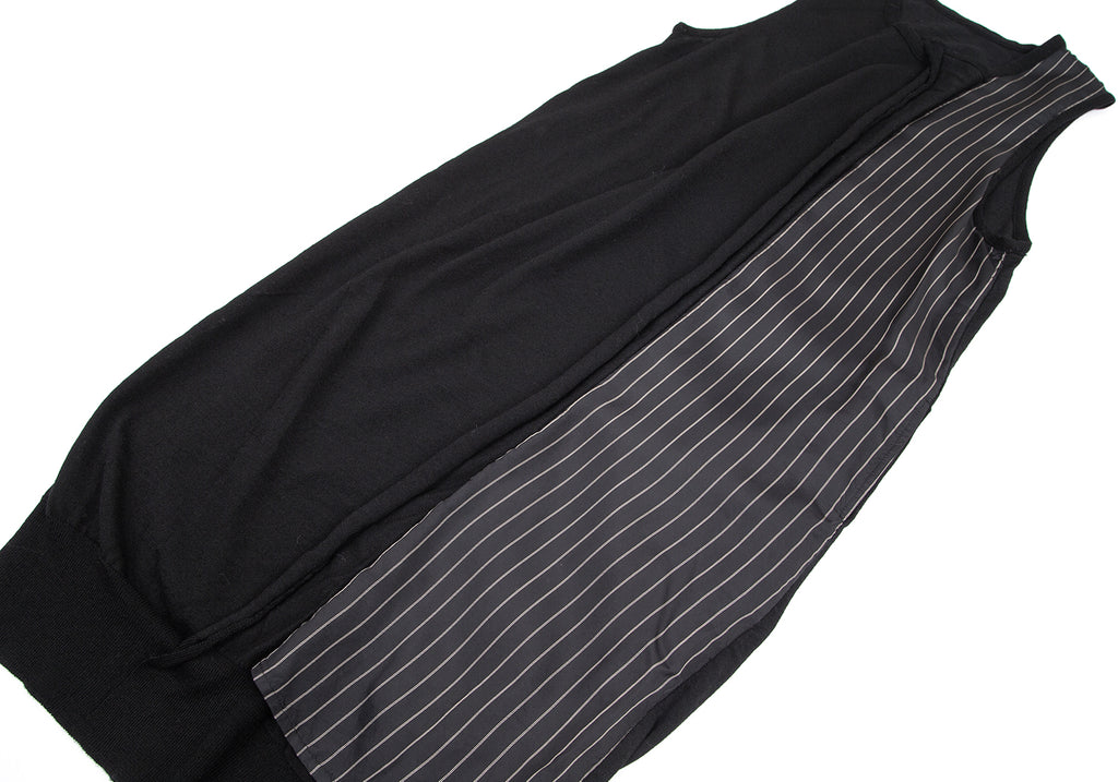 YOHJI YAMAMOTO JAPAN. Y's  RISMAT by Y's. Striped Switching Black Dress