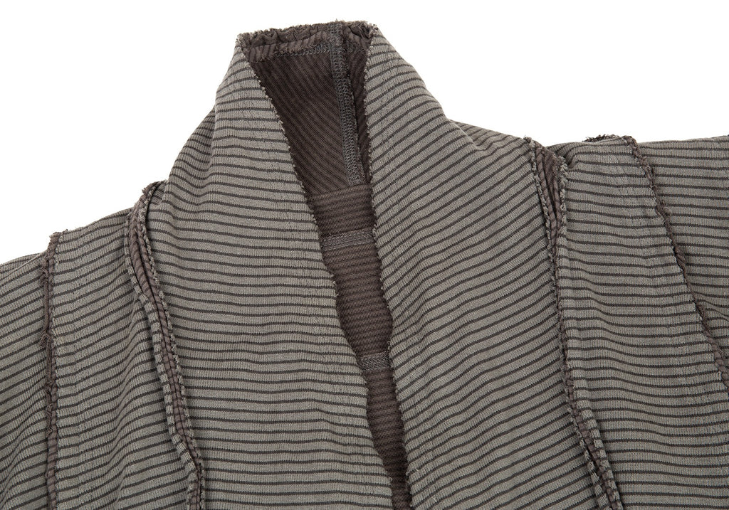 JURGEN LEHL Khaki-green, Charcoal Stripe Switched Design Cotton Jacket