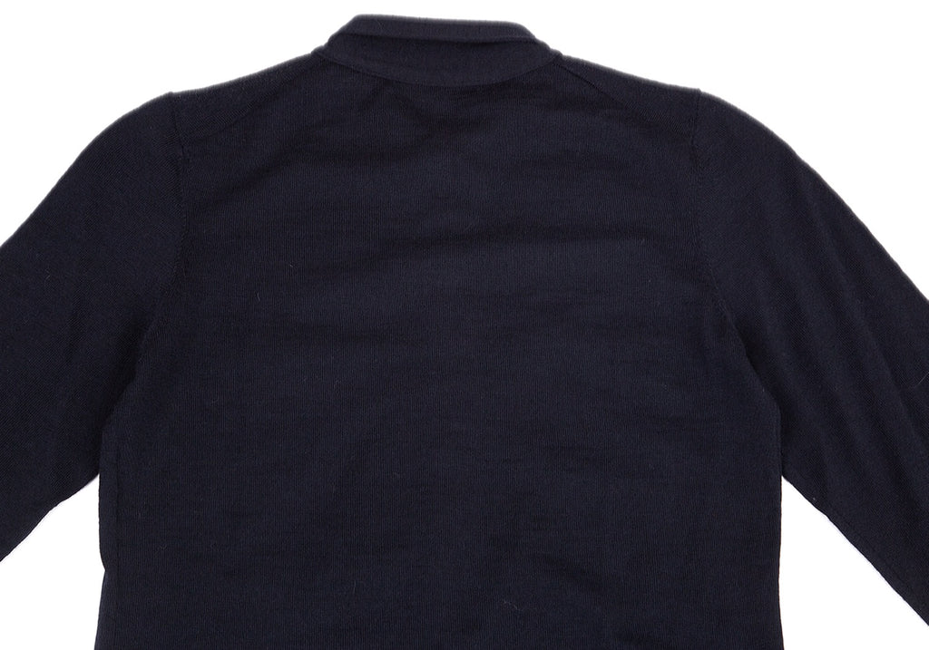 45RPM JAPAN. Navy Wool Long Sleeve Knit Shirt