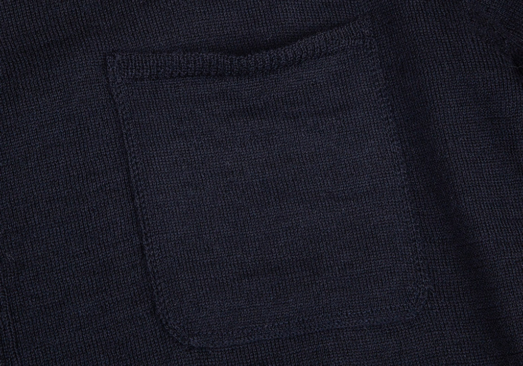 45RPM JAPAN. Navy Wool Long Sleeve Knit Shirt