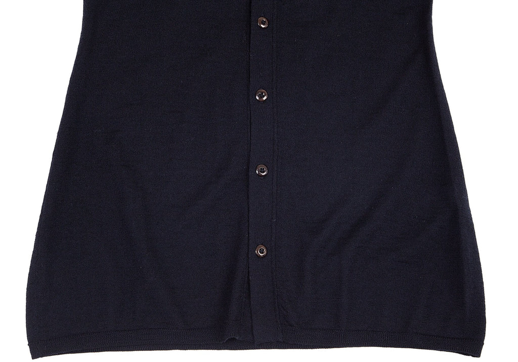 45RPM JAPAN. Navy Wool Long Sleeve Knit Shirt