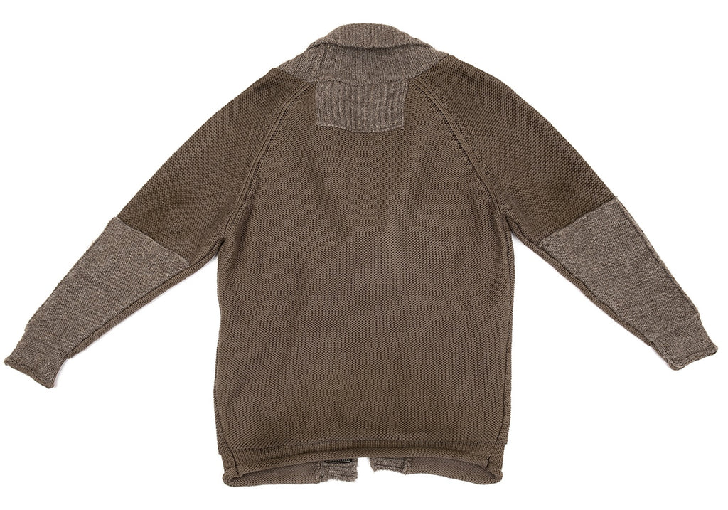 KAPITAL JAPAN. Mocha Switching Wool Knit Jacket