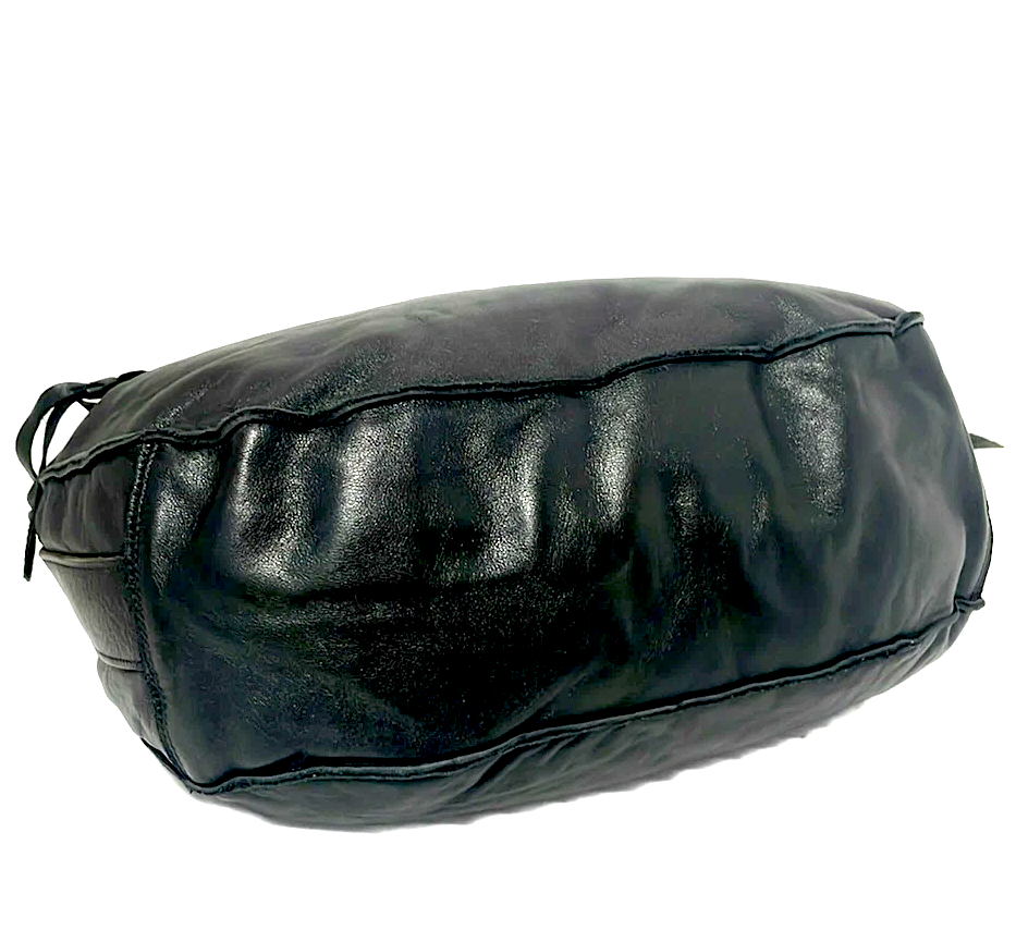 REN JAPAN. Black Lambskin Leather Crossbody Sling/Hobo Style Shoulder Bag