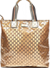 Gucci Italy. Vintage Large Gold Coated Canvas Logo Tote Bag / Shoulder Bag