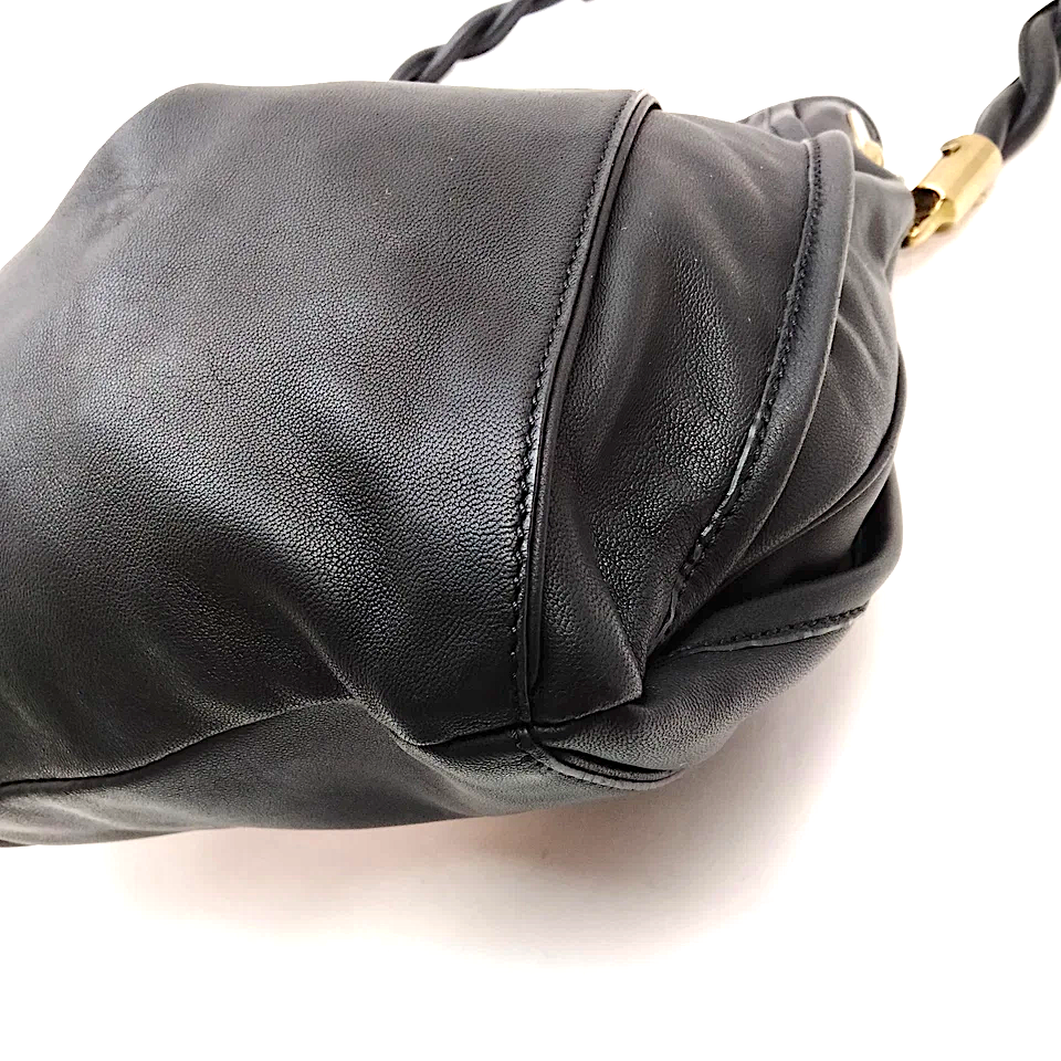 Chloe Paris. Vintage PHOEBE PHILO. Black Leather Shoulder Bag w/Braided Handle