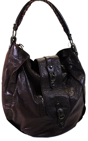 Balenciaga Paris. Top Handle Zip Top Brown Leather Editors' Handbag